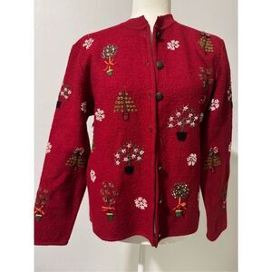 Talbots red Christmas holiday 100% wool sweater MP